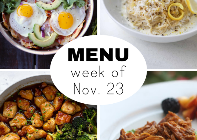 A Dinner Menu for Thanksgiving Week in November