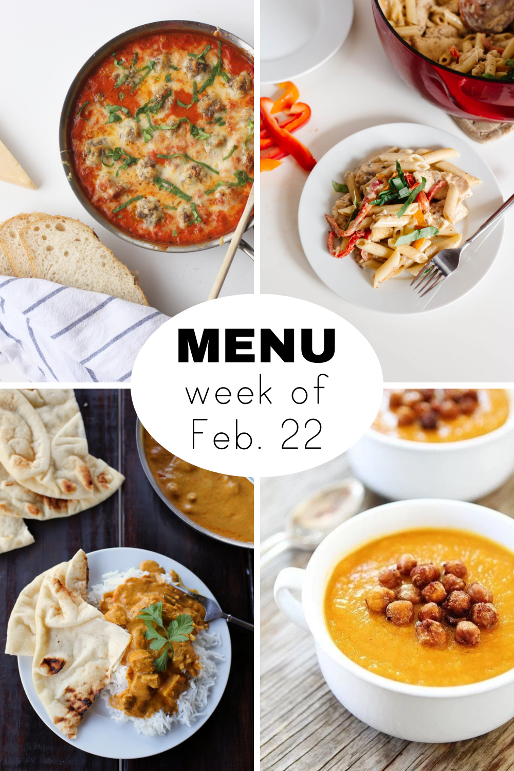 Weekly Dinner Menu for the Week of Feb. 22